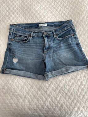 LOFT Medium Blue Rolled-Hem Denim Shorts